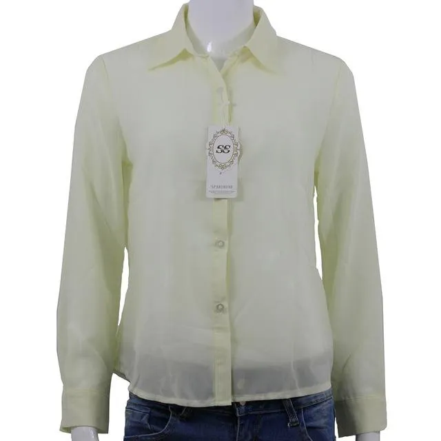 2016 Top Quality Summer Style Chiffon Blouse Women Shirts Long Sleeve Turn Down Collar White Ladies Shirt Blusas Femininas