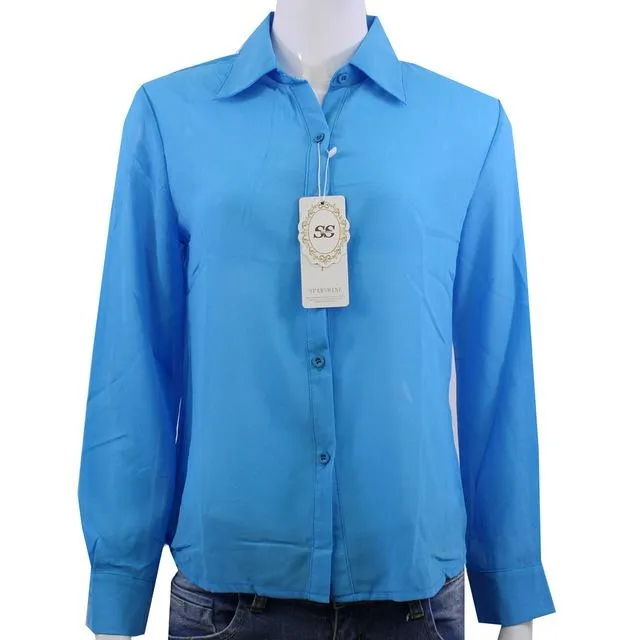 2016 Top Quality Summer Style Chiffon Blouse Women Shirts Long Sleeve Turn Down Collar White Ladies Shirt Blusas Femininas