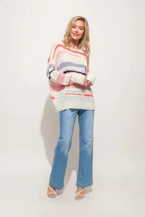 Abstract Striped Lightweight Oversized Sweater