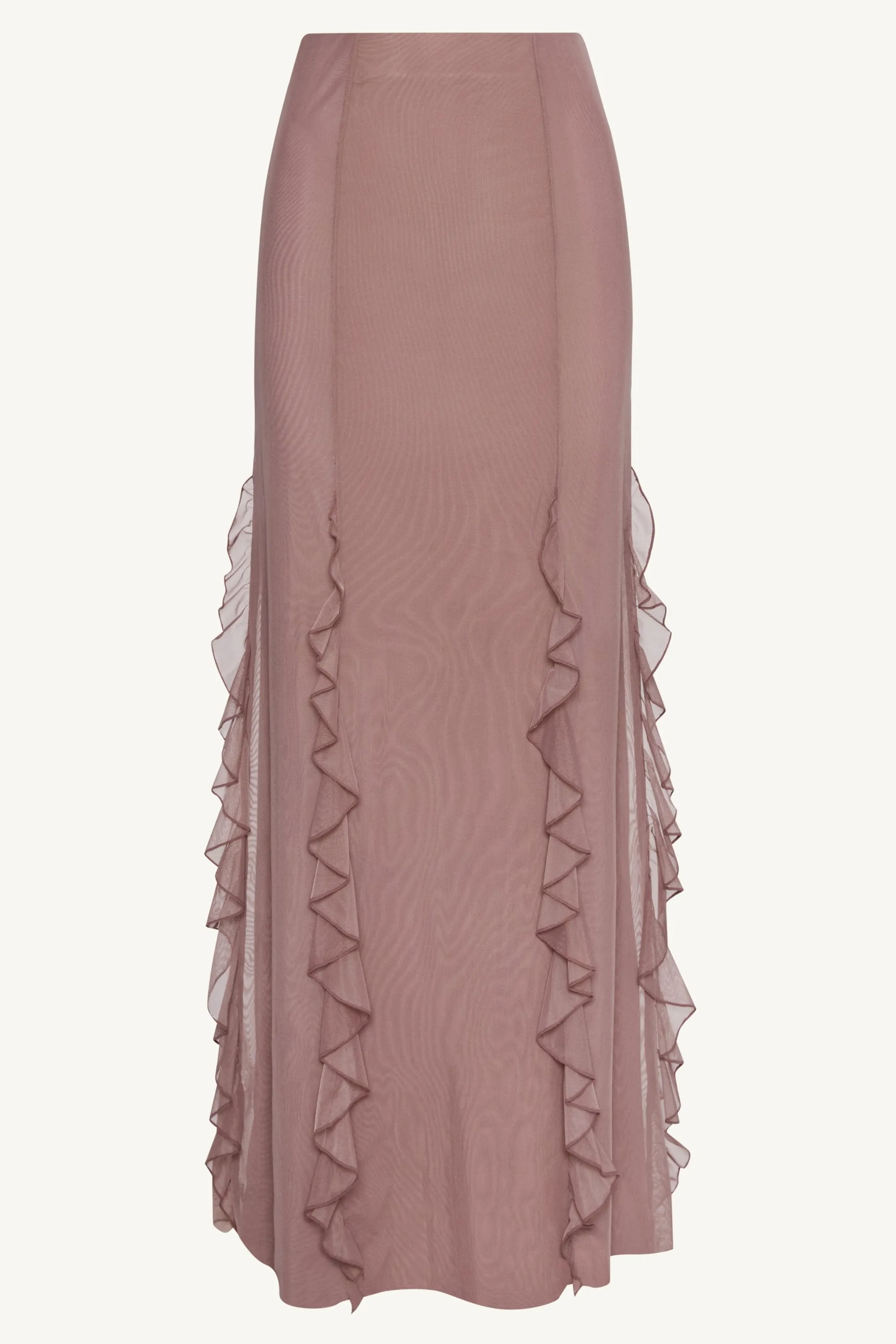 Adriana Waterfall Mesh Maxi Skirt - Twilight Mauve