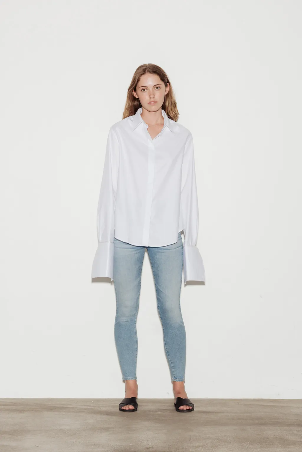 Anne Cotton Twill Shirt with White Silk Trim