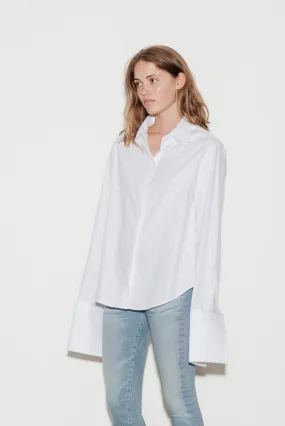 Anne Cotton Twill Shirt with White Silk Trim