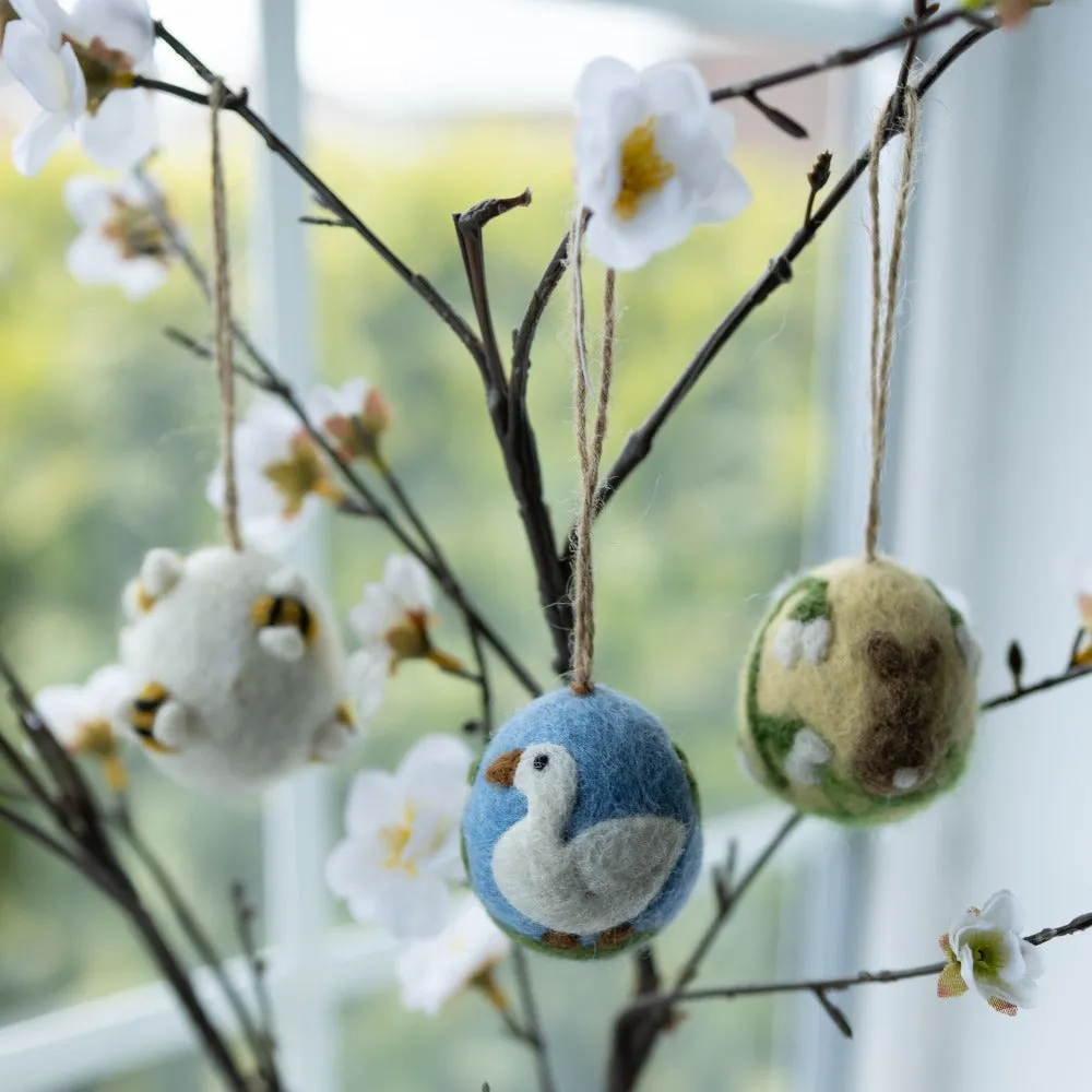 Artisan Easter Egg ornament Bunny Butt - Yellow