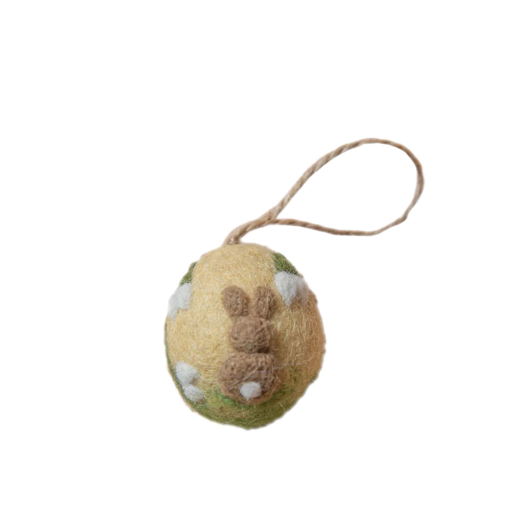 Artisan Easter Egg ornament Bunny Butt - Yellow