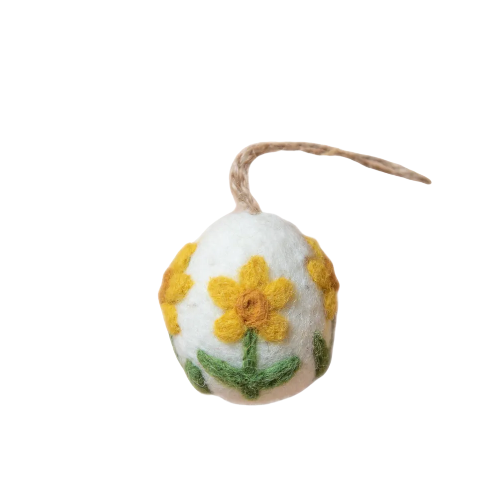 Artisan Easter Egg ornament Daffodil - White