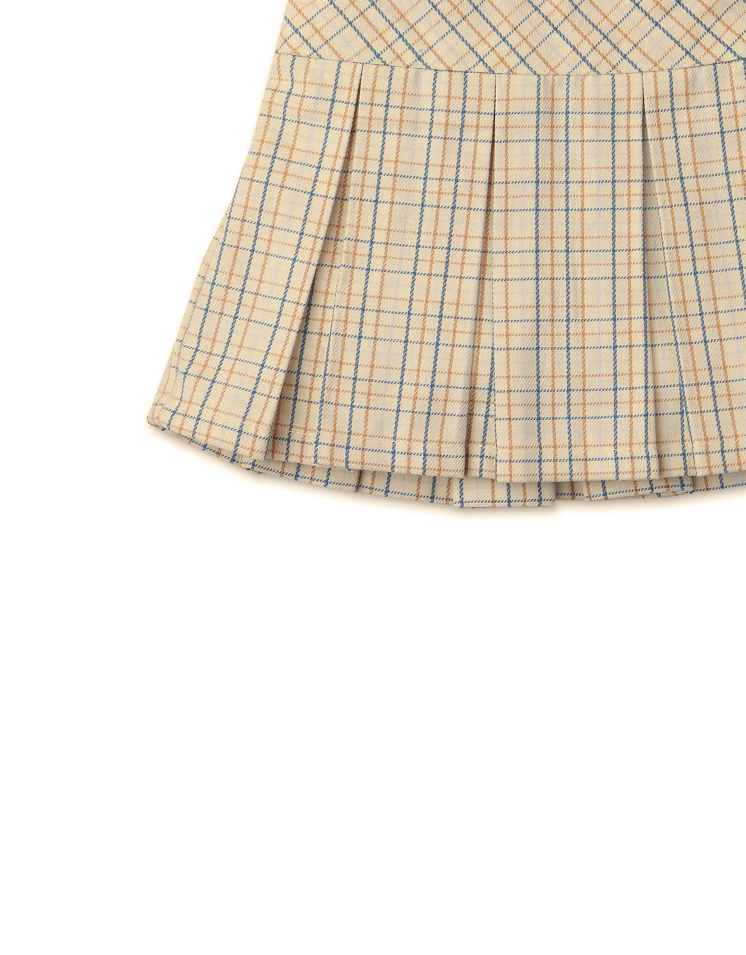 BABY GIRLS CHECKERED PRINT PLEATED PULL ON SKIRT