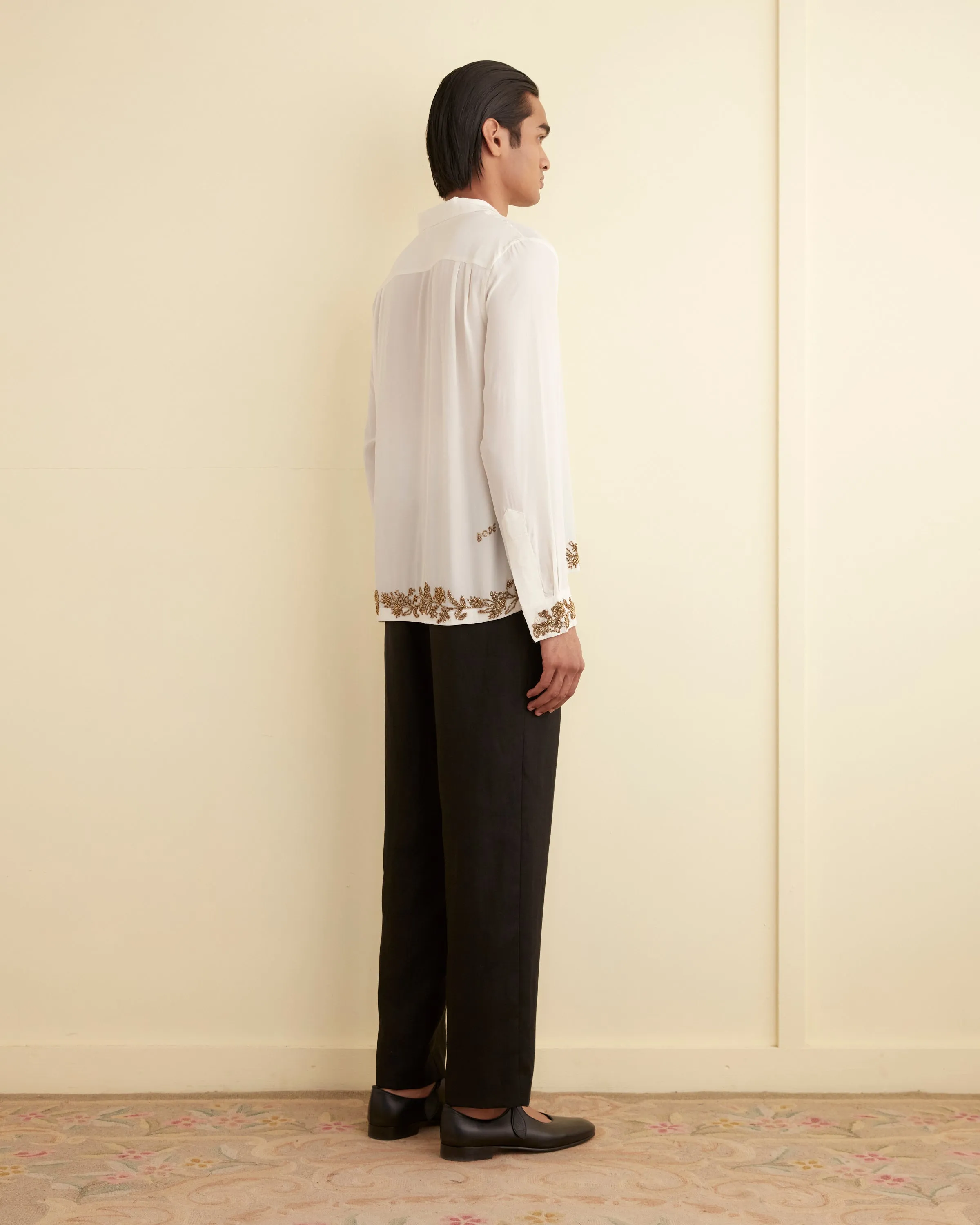 Beaded Wheat Flower Long Sleeve Shirt