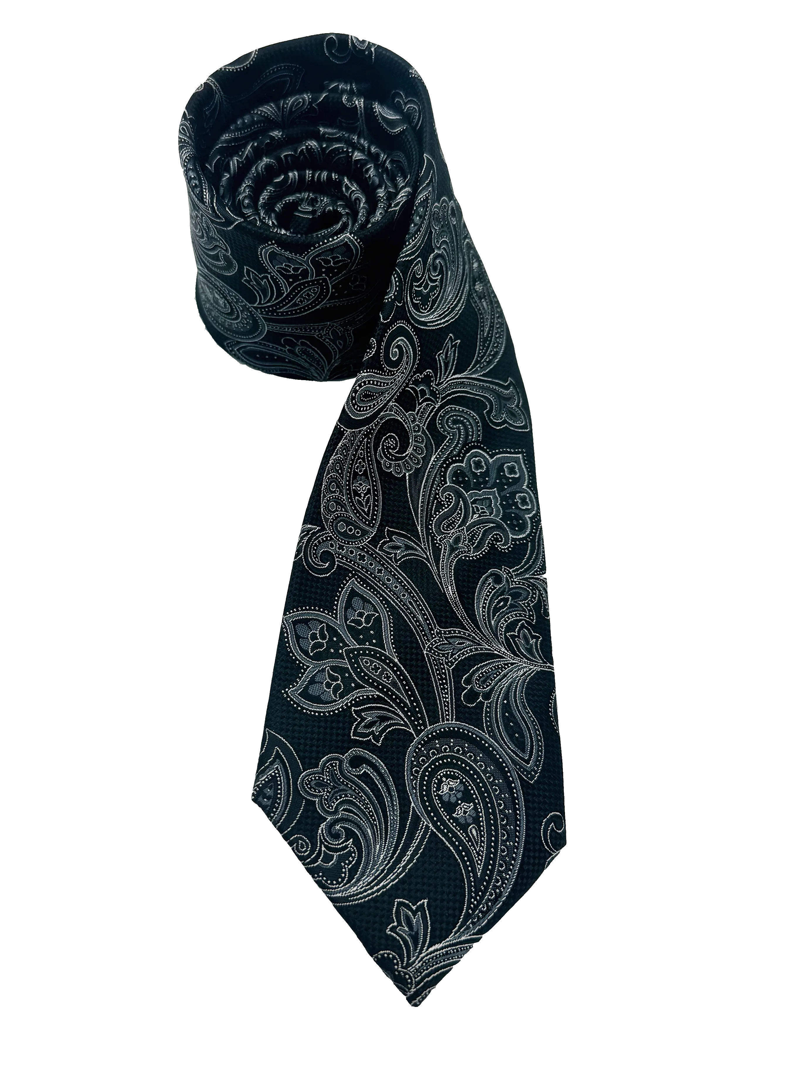 Black Paisley Print Silk Tie