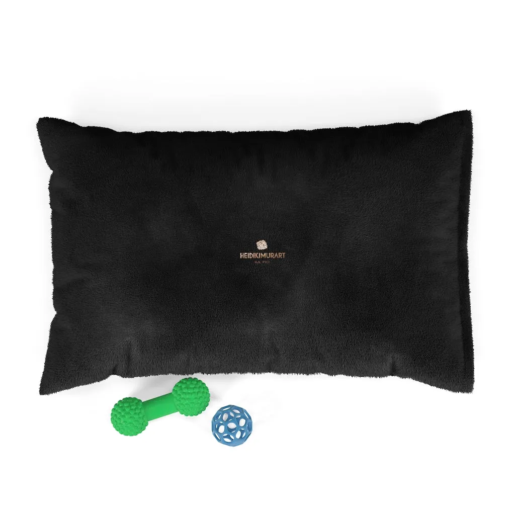 Black Pet Bed, Solid Color Modern Machine-Washable Pet Pillow With Zippers-Printed in USA