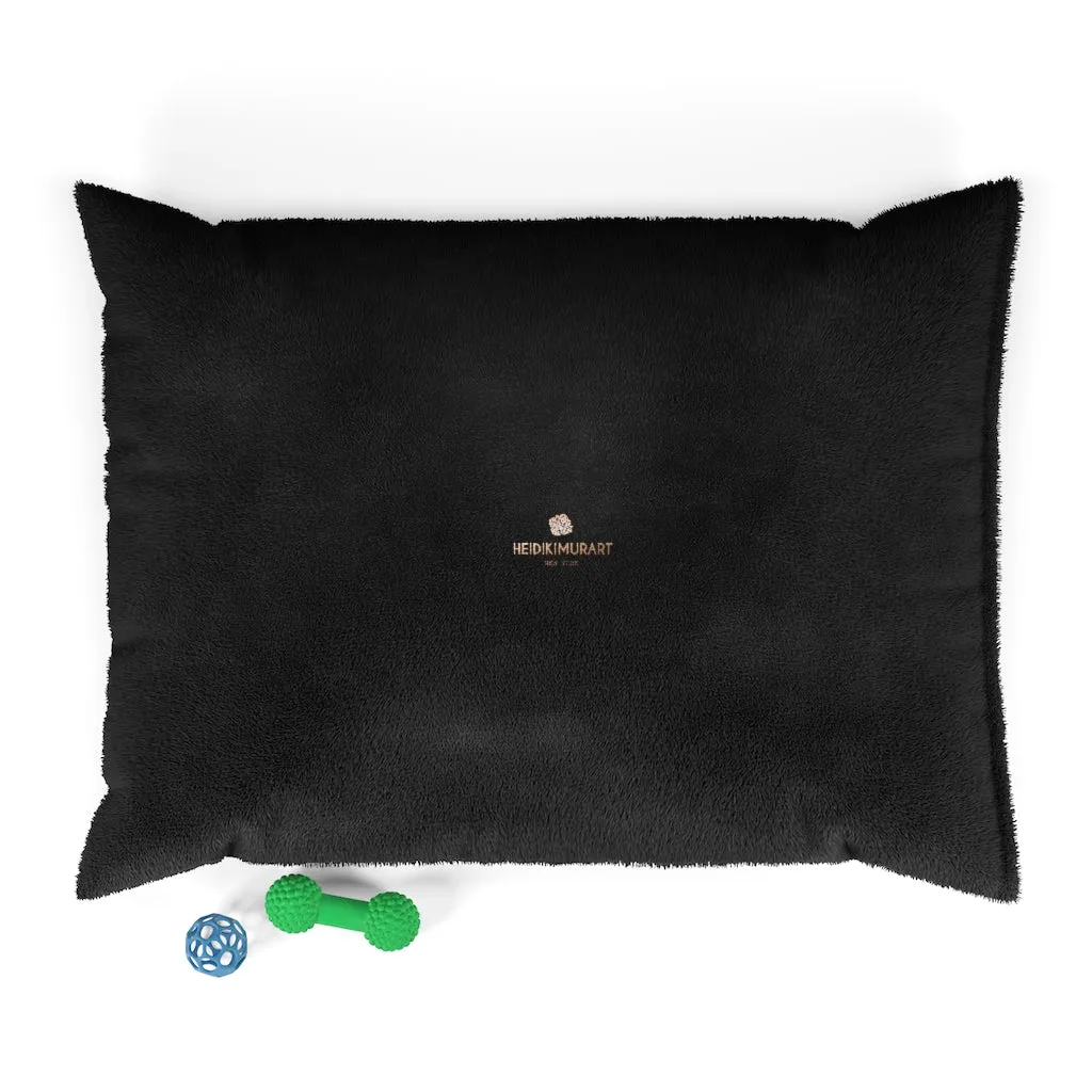 Black Pet Bed, Solid Color Modern Machine-Washable Pet Pillow With Zippers-Printed in USA