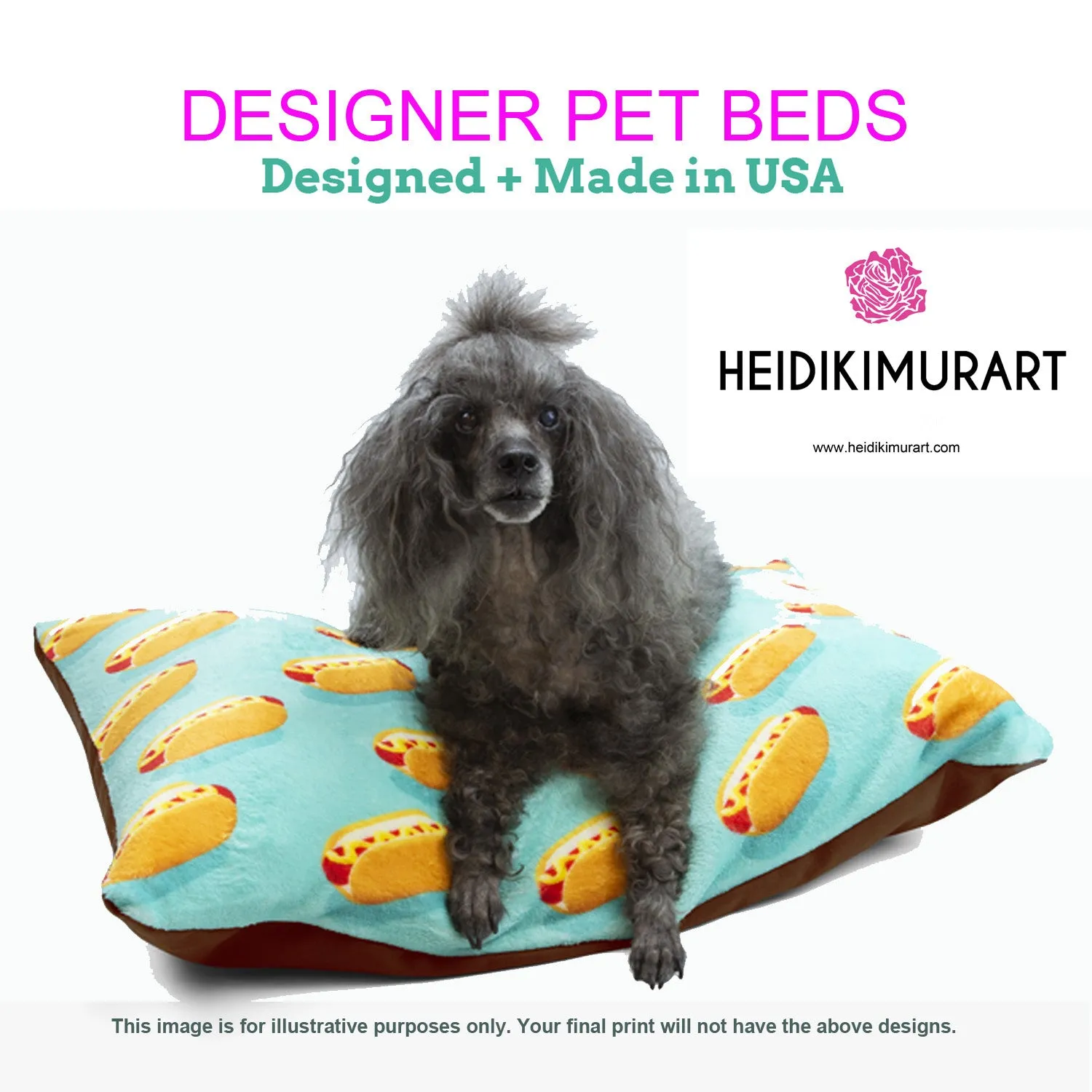 Black Pet Bed, Solid Color Modern Machine-Washable Pet Pillow With Zippers-Printed in USA