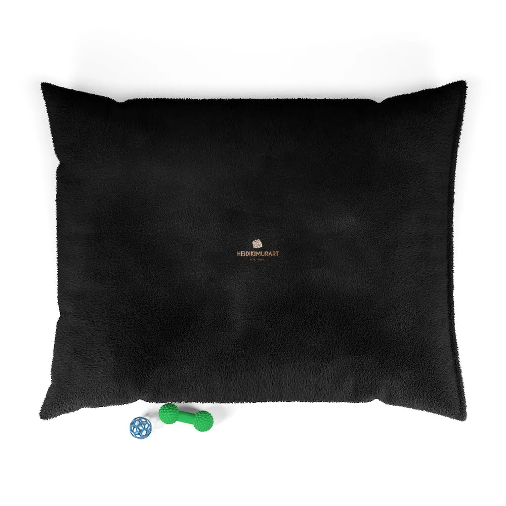 Black Pet Bed, Solid Color Modern Machine-Washable Pet Pillow With Zippers-Printed in USA