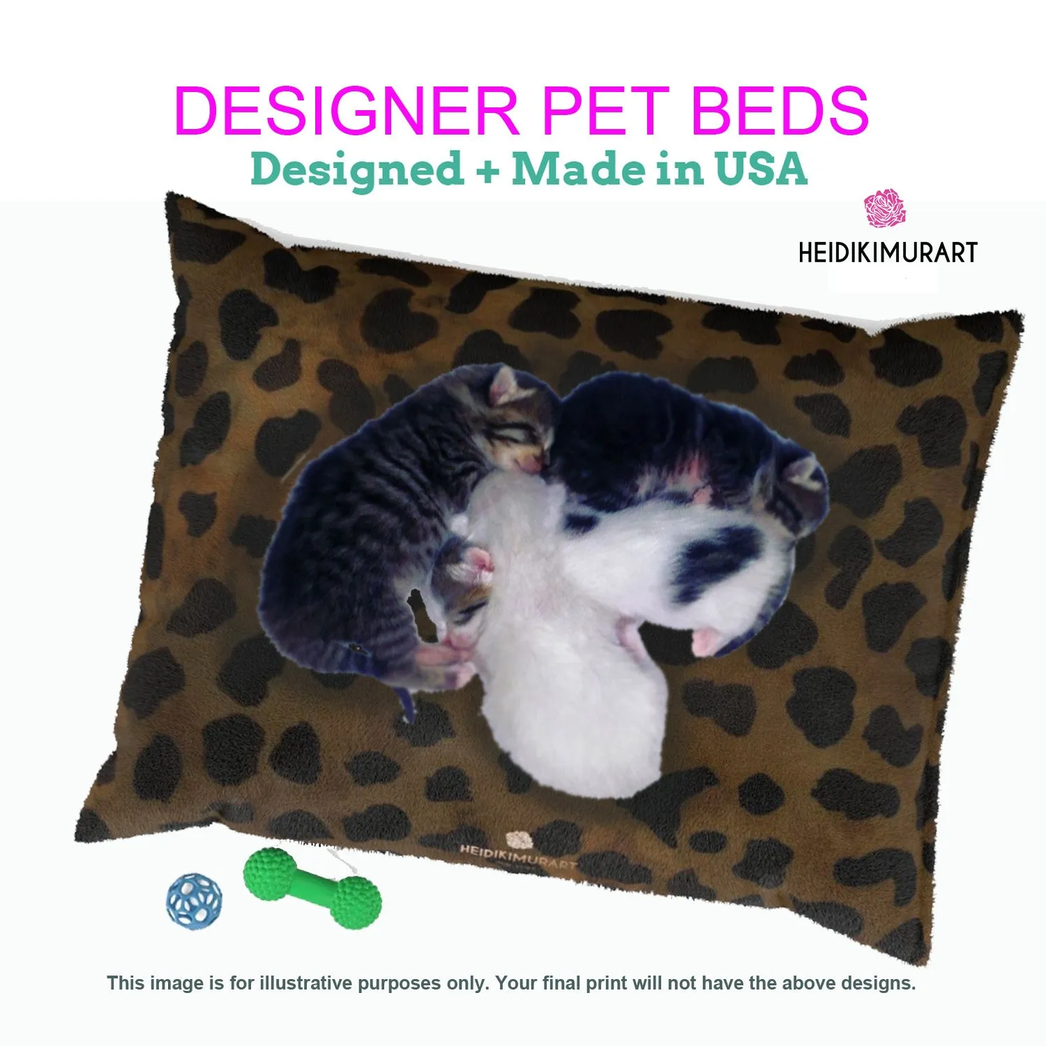 Black Pet Bed, Solid Color Modern Machine-Washable Pet Pillow With Zippers-Printed in USA