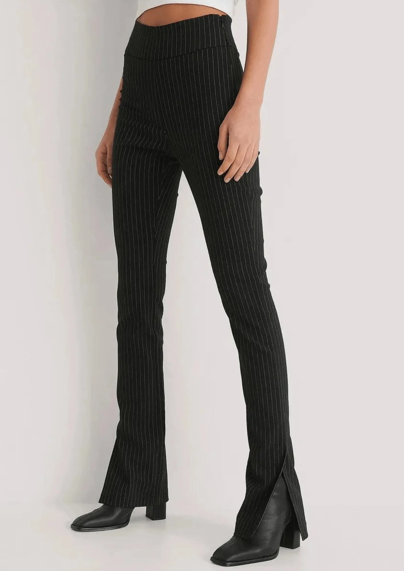 BLACK STRIPED TROUSERS