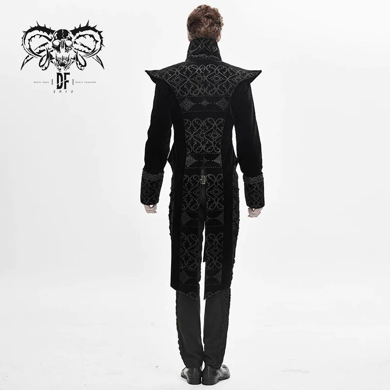Black Velvet Floral Palace Coat w/ Slit