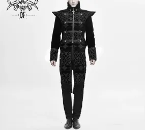 Black Velvet Floral Palace Coat w/ Slit