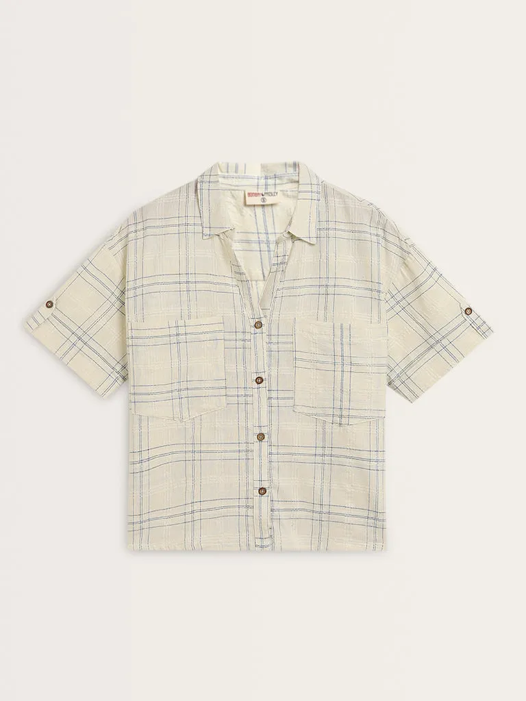Bombay Paisley Off-White Checkered Cotton Shirt