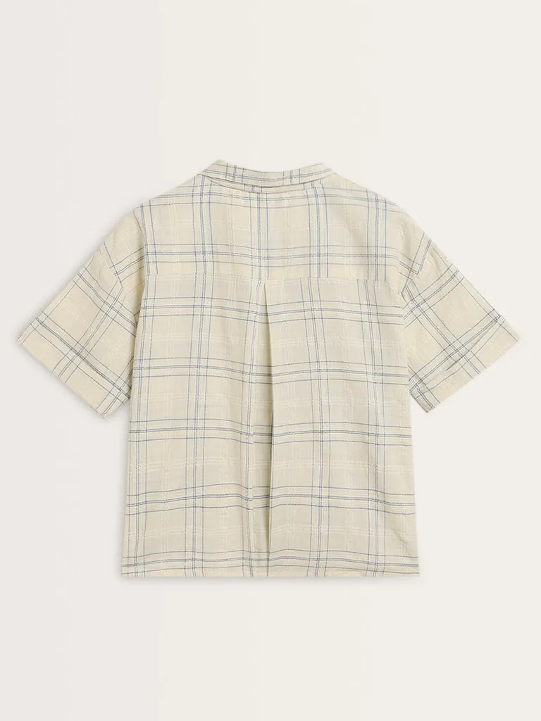 Bombay Paisley Off-White Checkered Cotton Shirt