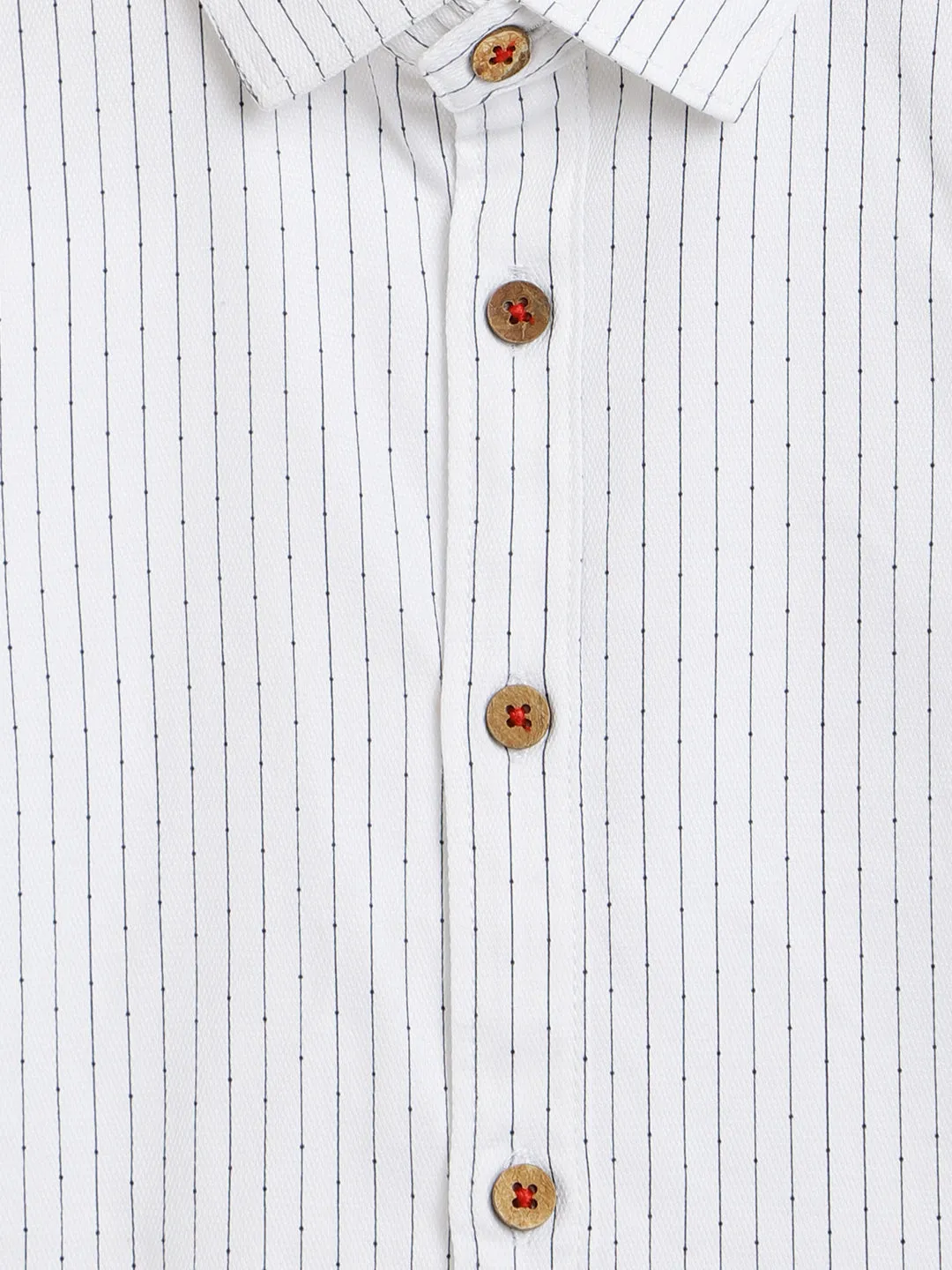 Boys White Striped Cotton Shirt