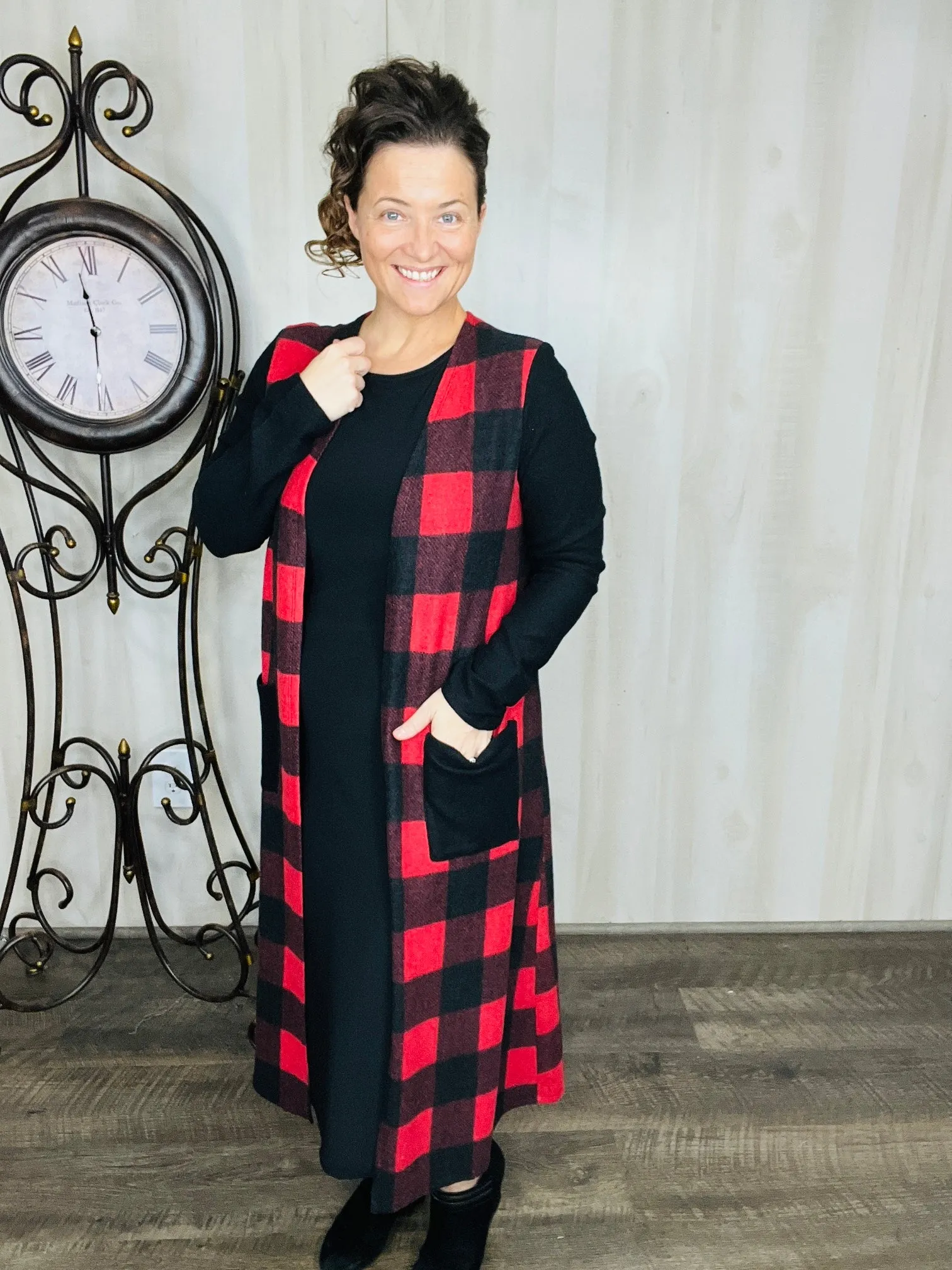 Buffalo Plaid Vest Style- White or Red