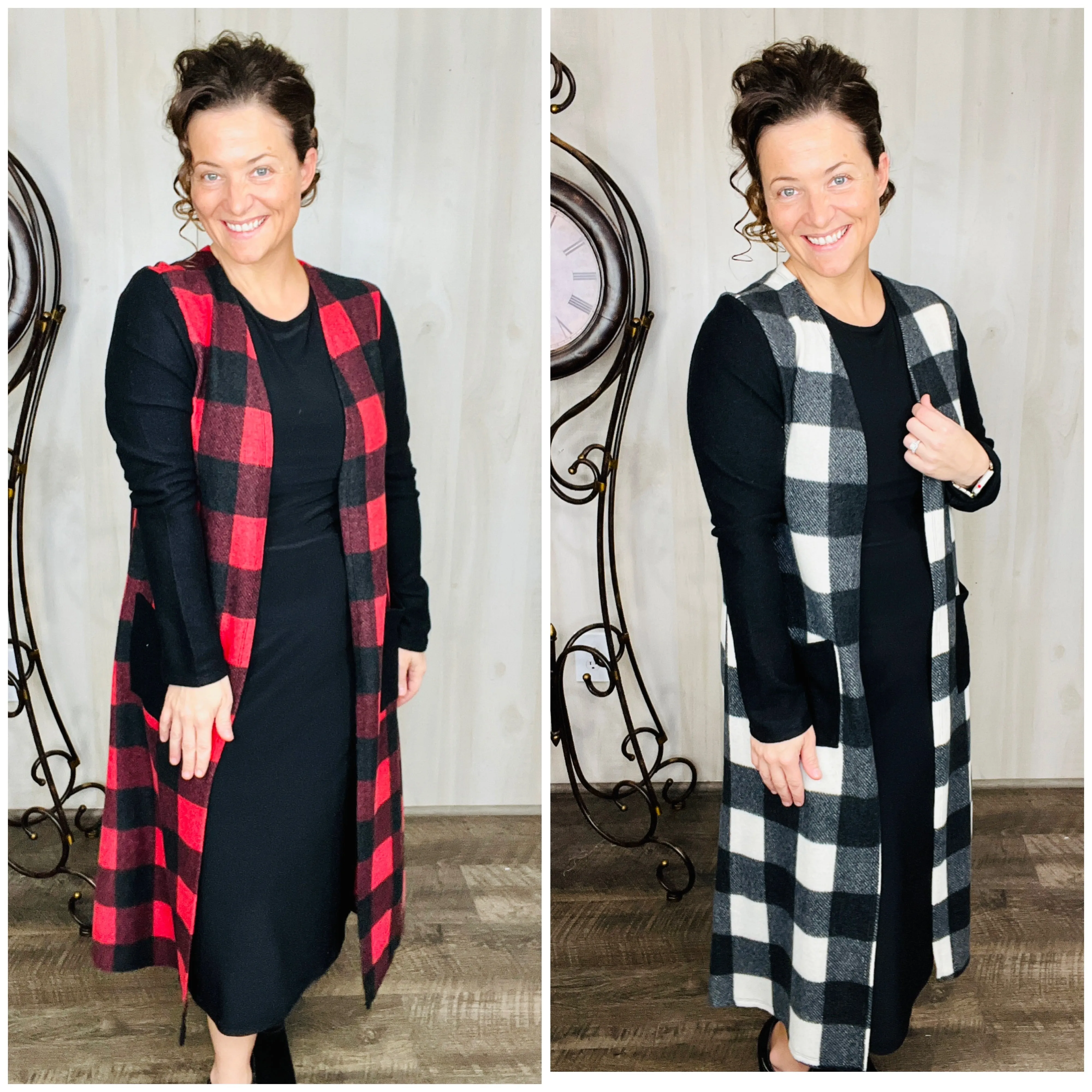 Buffalo Plaid Vest Style- White or Red