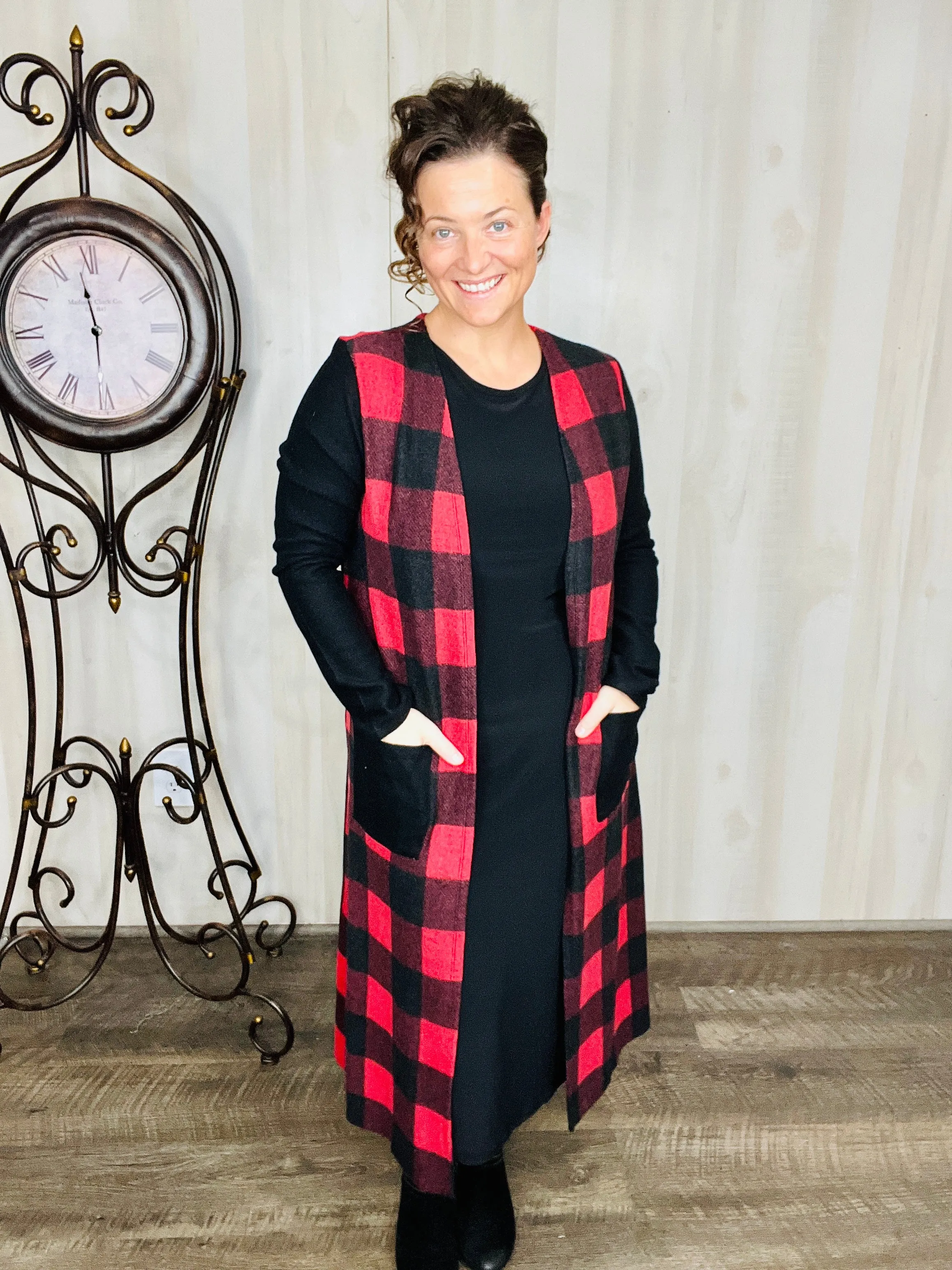 Buffalo Plaid Vest Style- White or Red