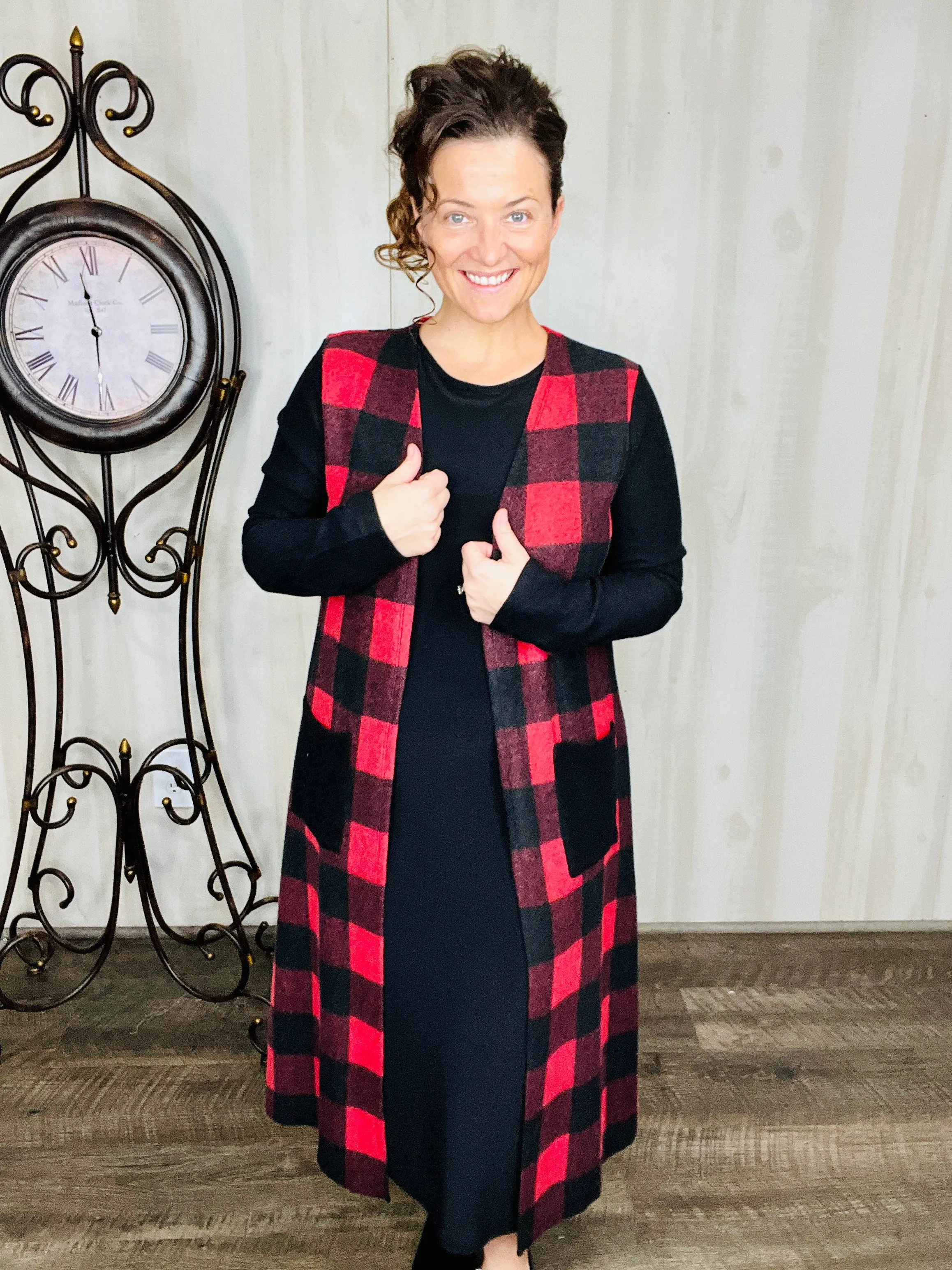 Buffalo Plaid Vest Style- White or Red