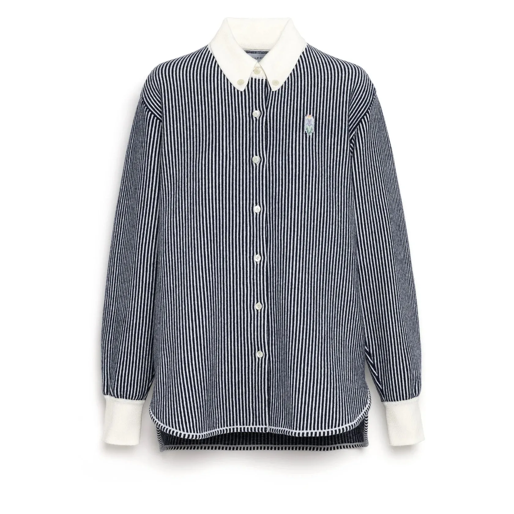 Cashmere and cotton striped shirt - Navy and White