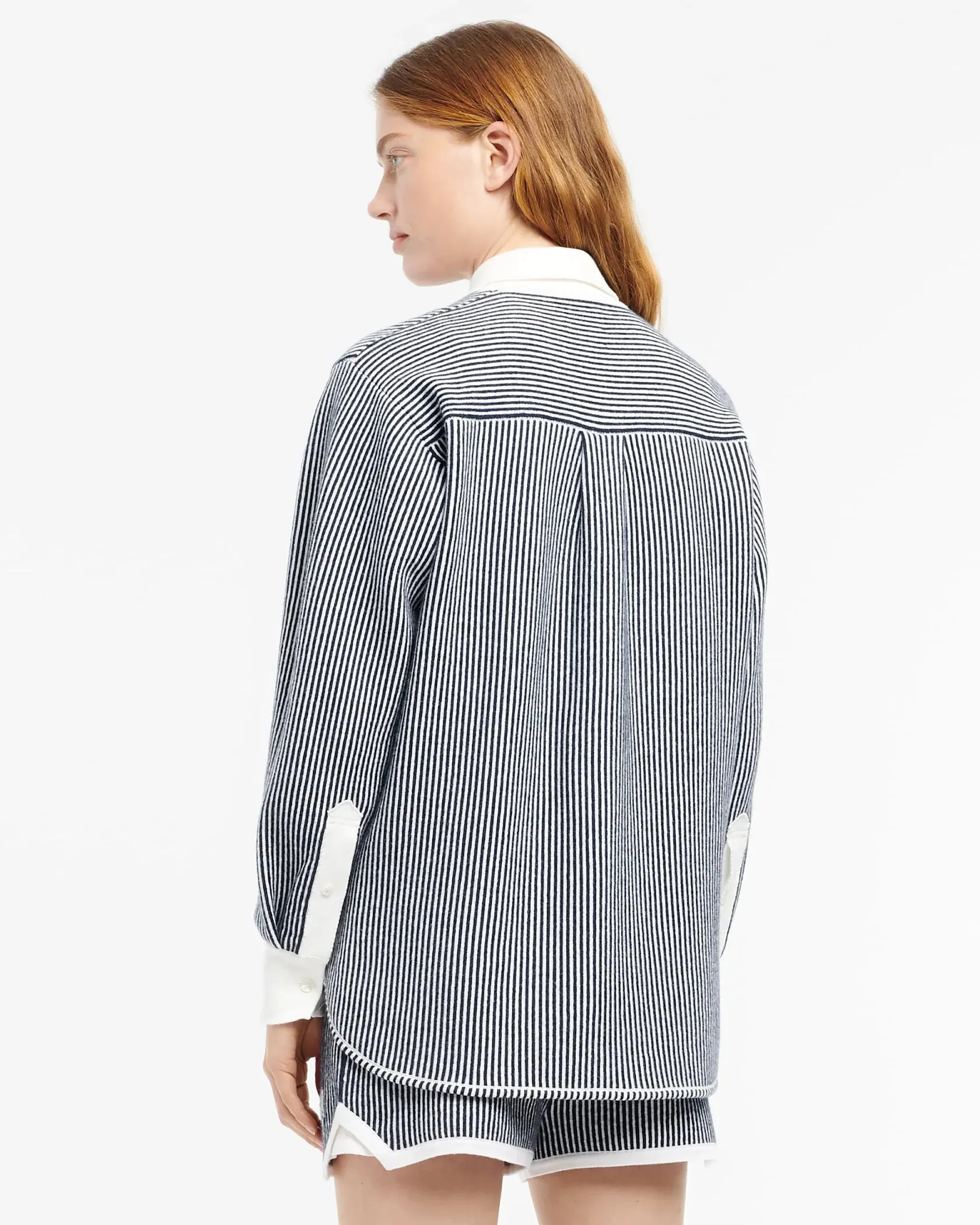 Cashmere and cotton striped shirt - Navy and White