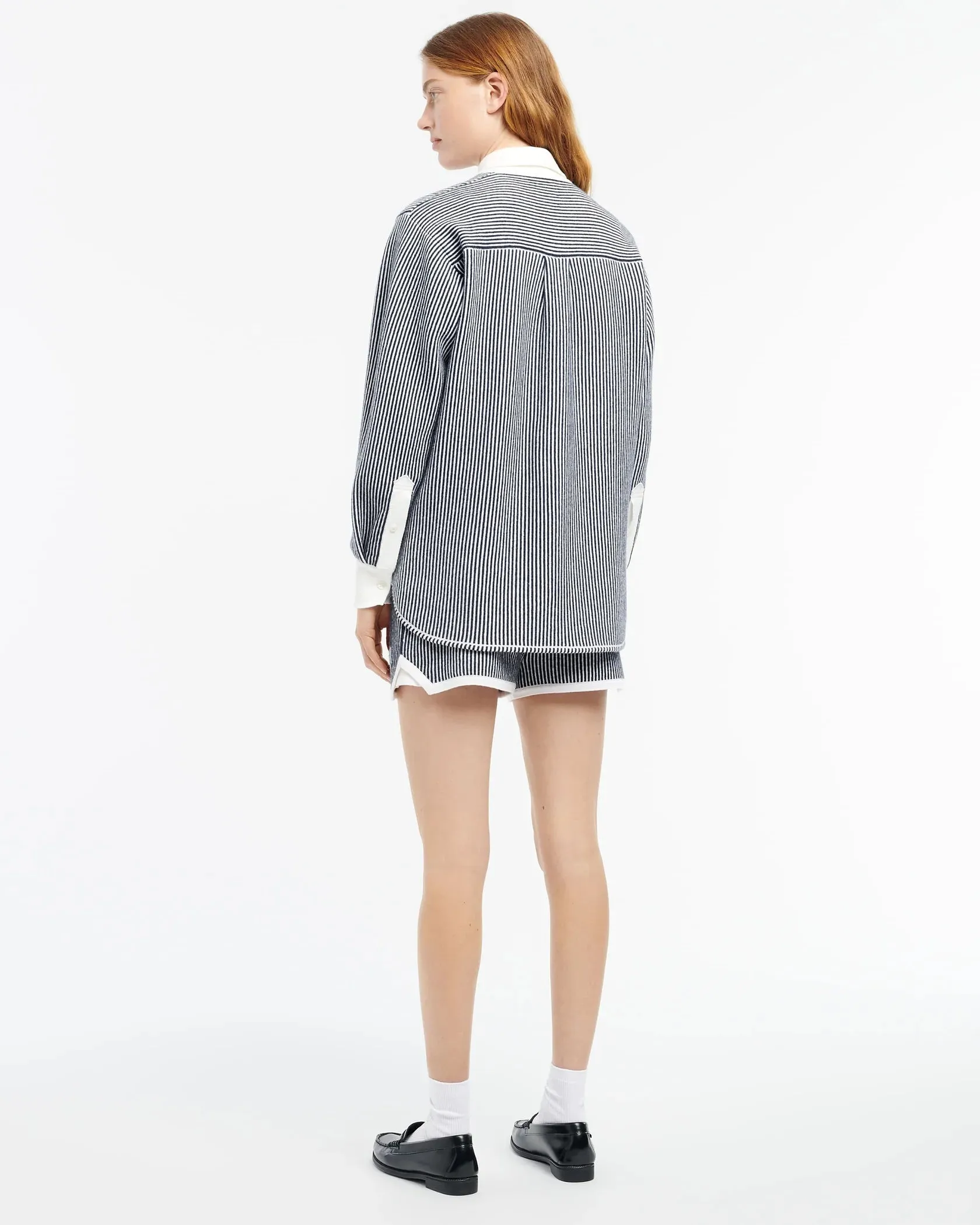 Cashmere and cotton striped shirt - Navy and White