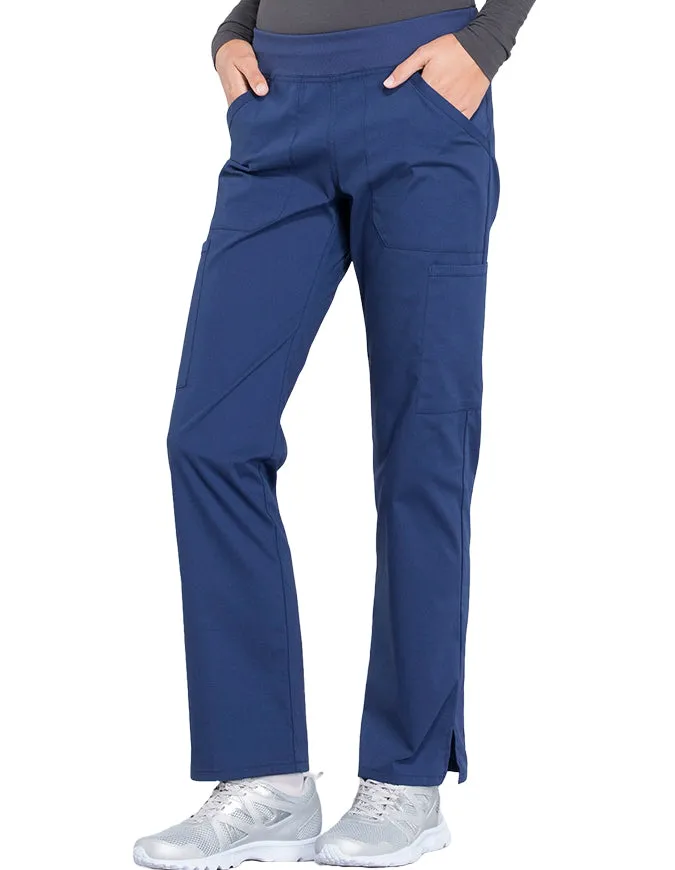 Cherokee Workwear Professionals Women's Elastic Waist Mid Rise Straight Leg Pull-on Cargo Tall Pant