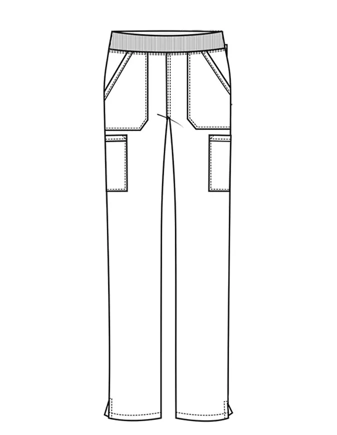 Cherokee Workwear Professionals Women's Elastic Waist Mid Rise Straight Leg Pull-on Cargo Tall Pant