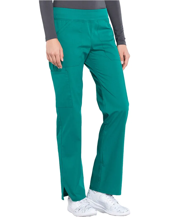 Cherokee Workwear Professionals Women's Elastic Waist Mid Rise Straight Leg Pull-on Cargo Tall Pant