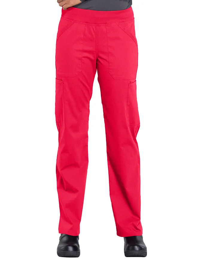 Cherokee Workwear Professionals Women's Elastic Waist Mid Rise Straight Leg Pull-on Cargo Tall Pant
