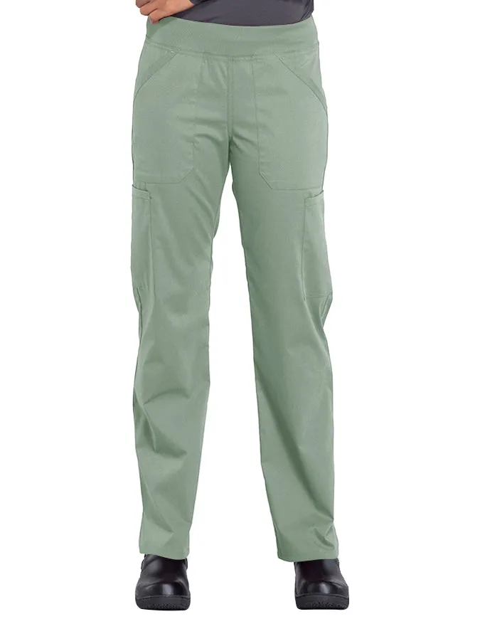 Cherokee Workwear Professionals Women's Elastic Waist Mid Rise Straight Leg Pull-on Cargo Tall Pant