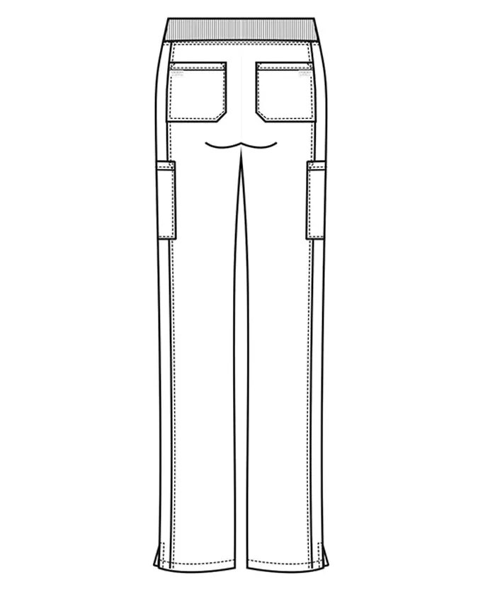Cherokee Workwear Professionals Women's Elastic Waist Mid Rise Straight Leg Pull-on Cargo Tall Pant