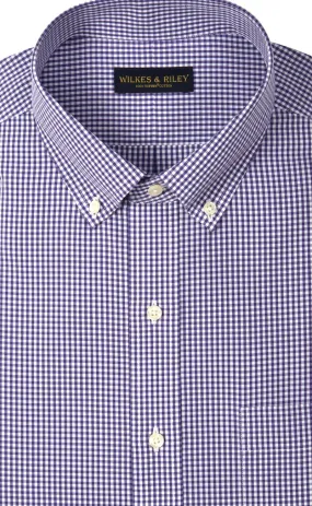 Classic Fit Purple Gingham Button-Down Collar Supima® Cotton Non-Iron Broadcloth Sport Shirt (B/T)