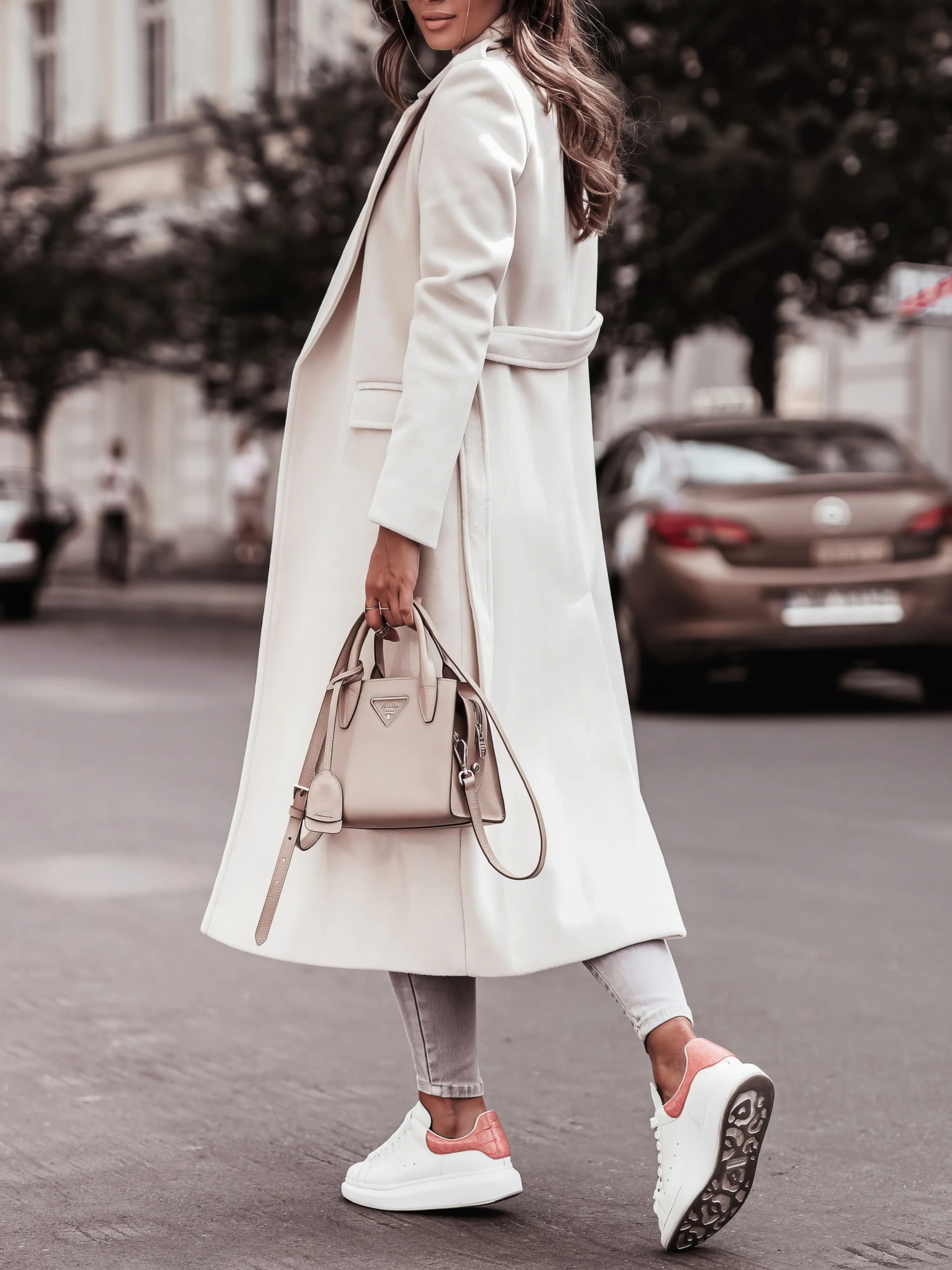 Coats Simple Long Sleeve V-Neck Tie Woolen Coat for Women