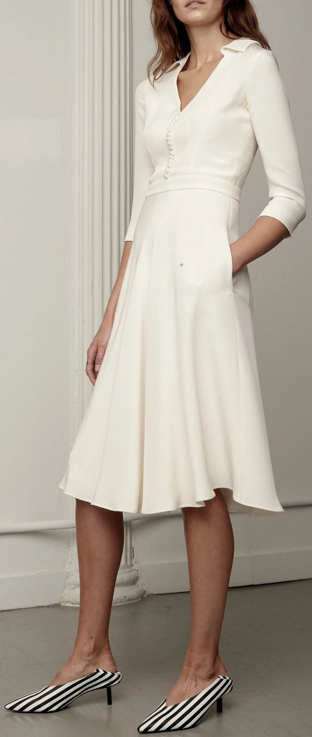 'Diana' Button Detail Midi Dress