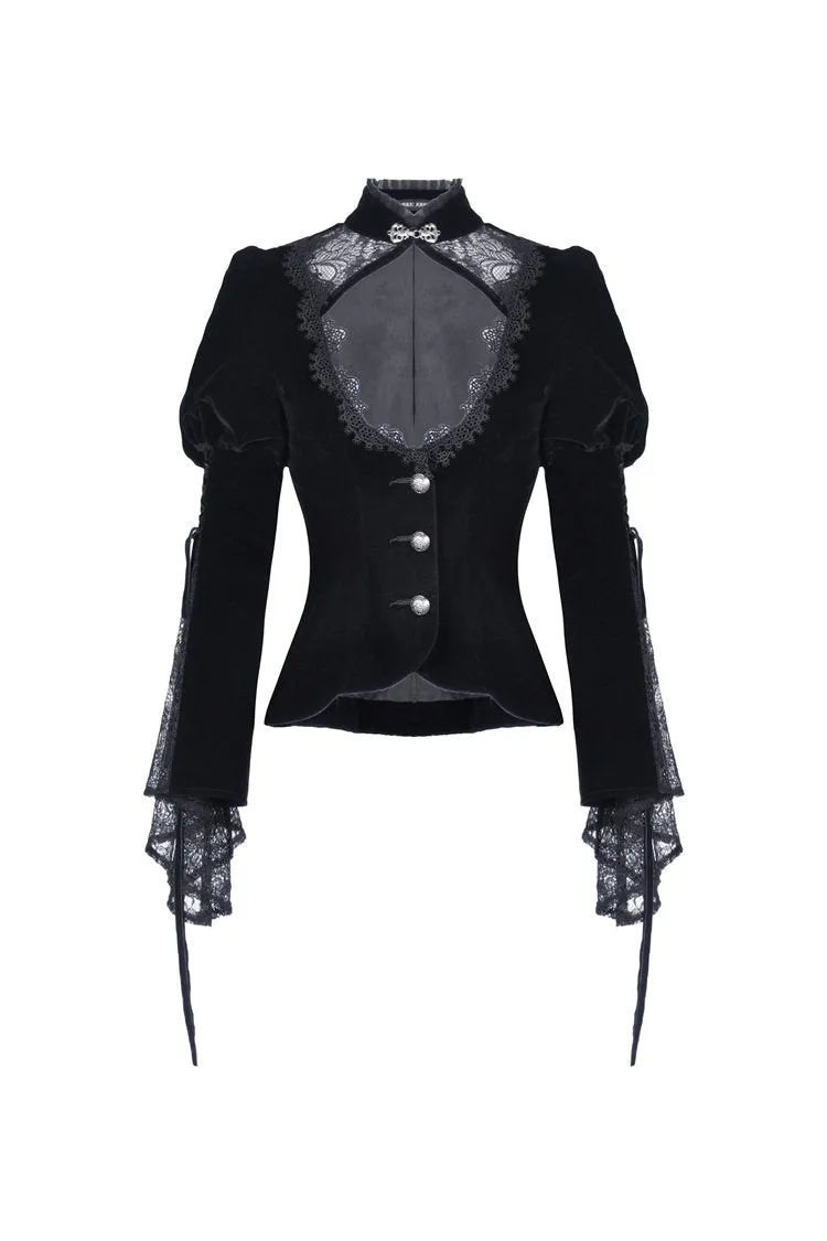 Elegant gothic velvet and lace jacket JW189
