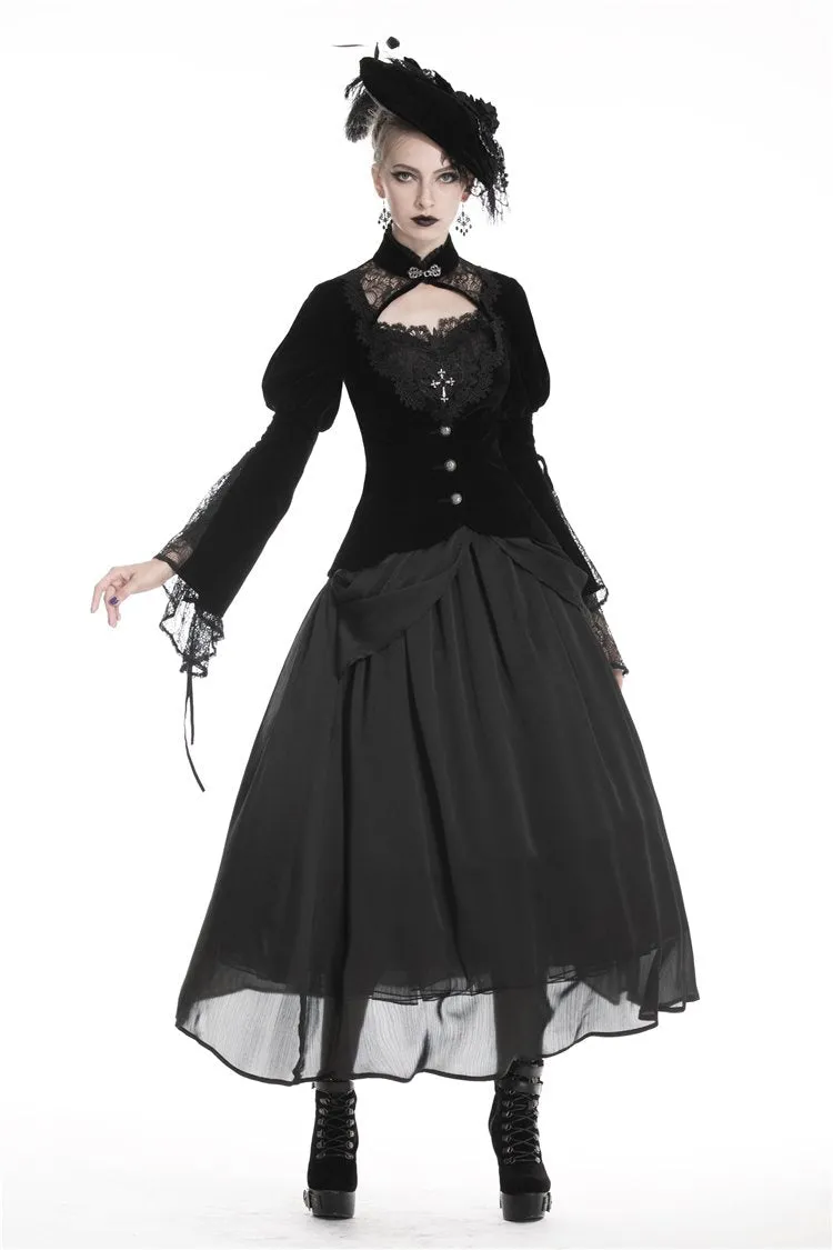 Elegant gothic velvet and lace jacket JW189