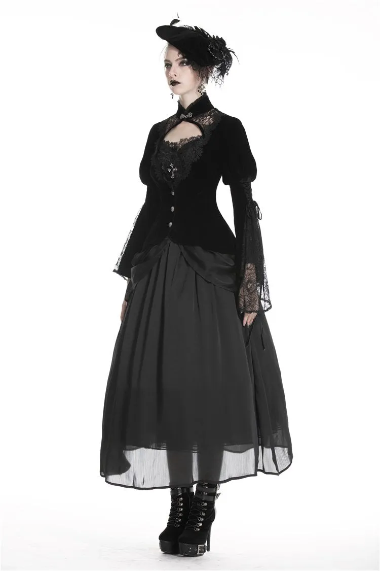 Elegant gothic velvet and lace jacket JW189