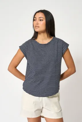 Fine Striped Drop Sleeve T-Shirt