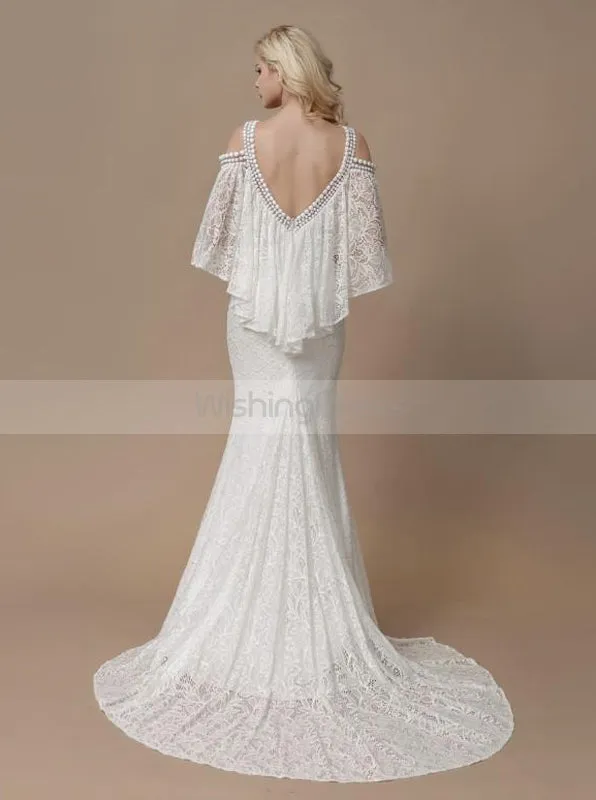 Fit and Flare Wedding Dresses,Lace Wedding Dress,Wedding Dress with Sleeves,WD00199