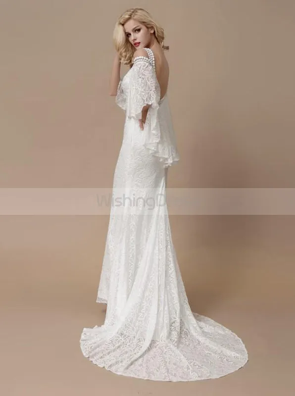 Fit and Flare Wedding Dresses,Lace Wedding Dress,Wedding Dress with Sleeves,WD00199