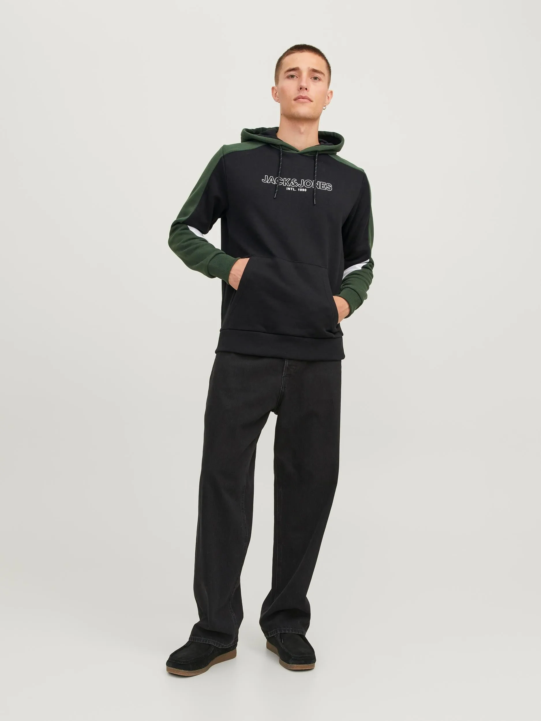 Jack & Jones Anker Hooded Sweatshirt-BLACK