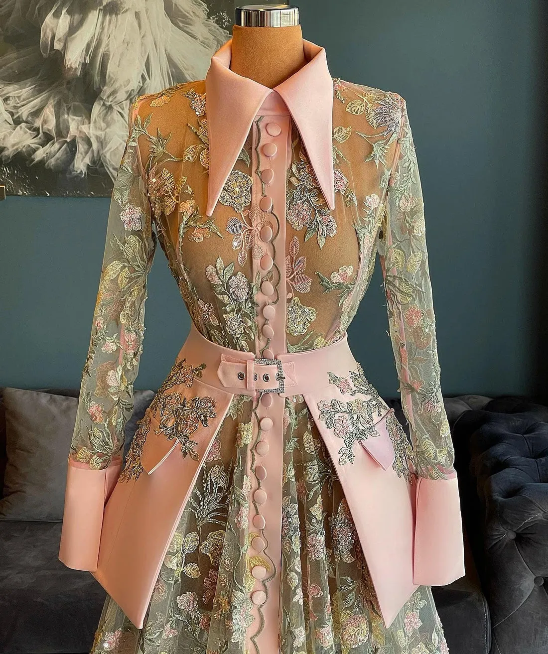 Kennedy Long Sleeves Pink Evening Dress