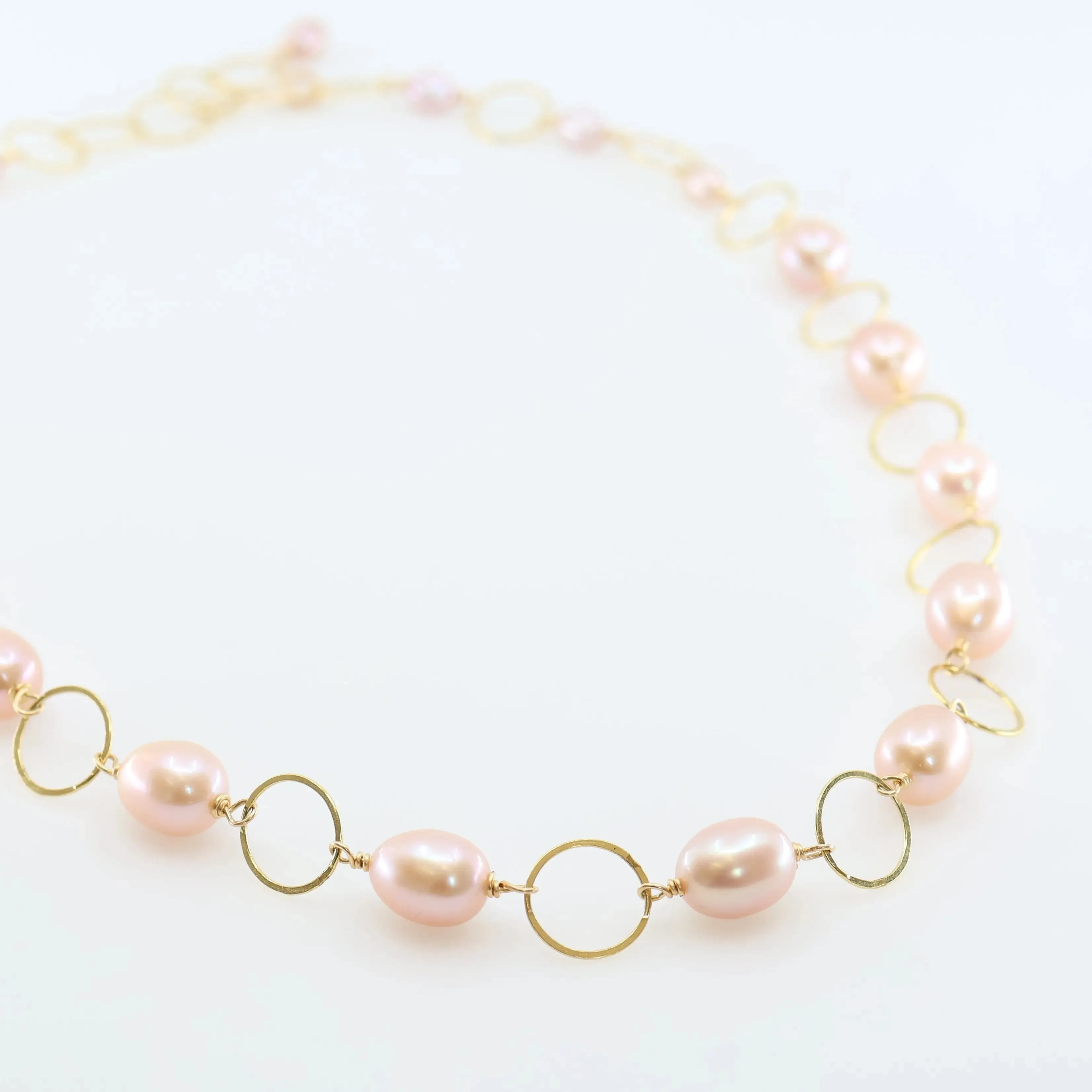 Large Pink Rice Pearl Necklace