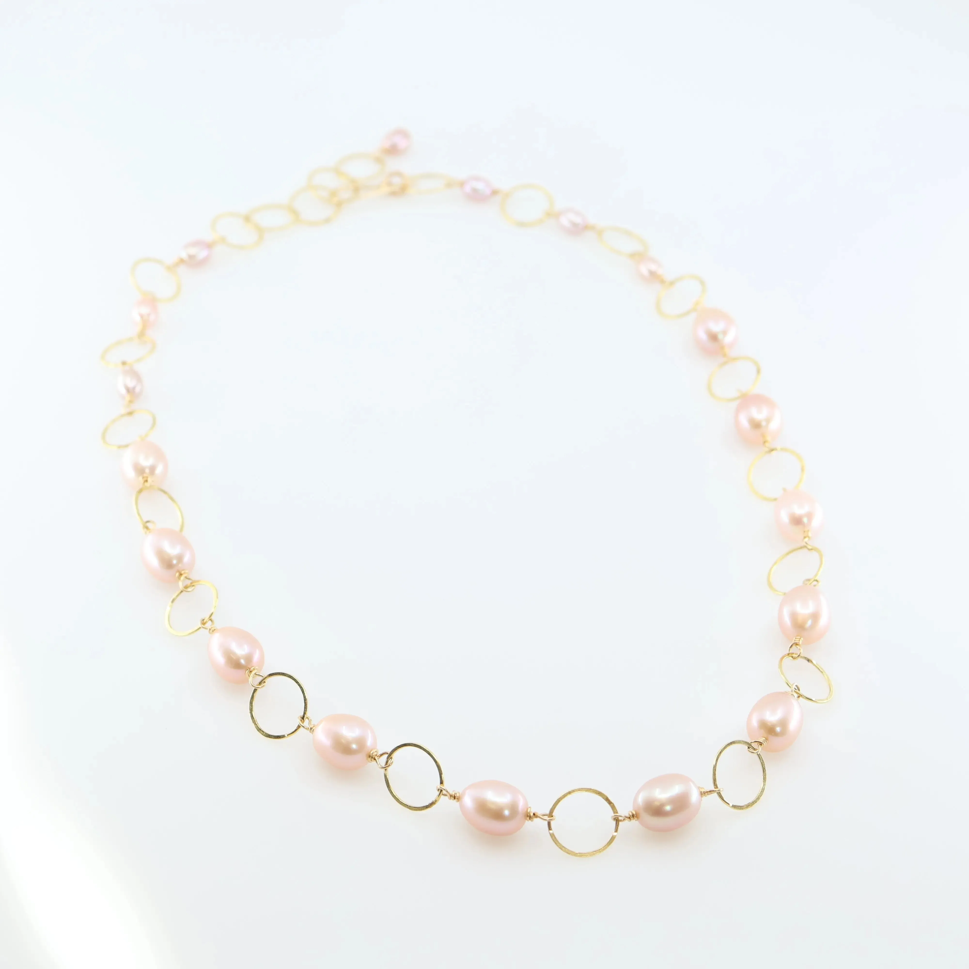 Large Pink Rice Pearl Necklace