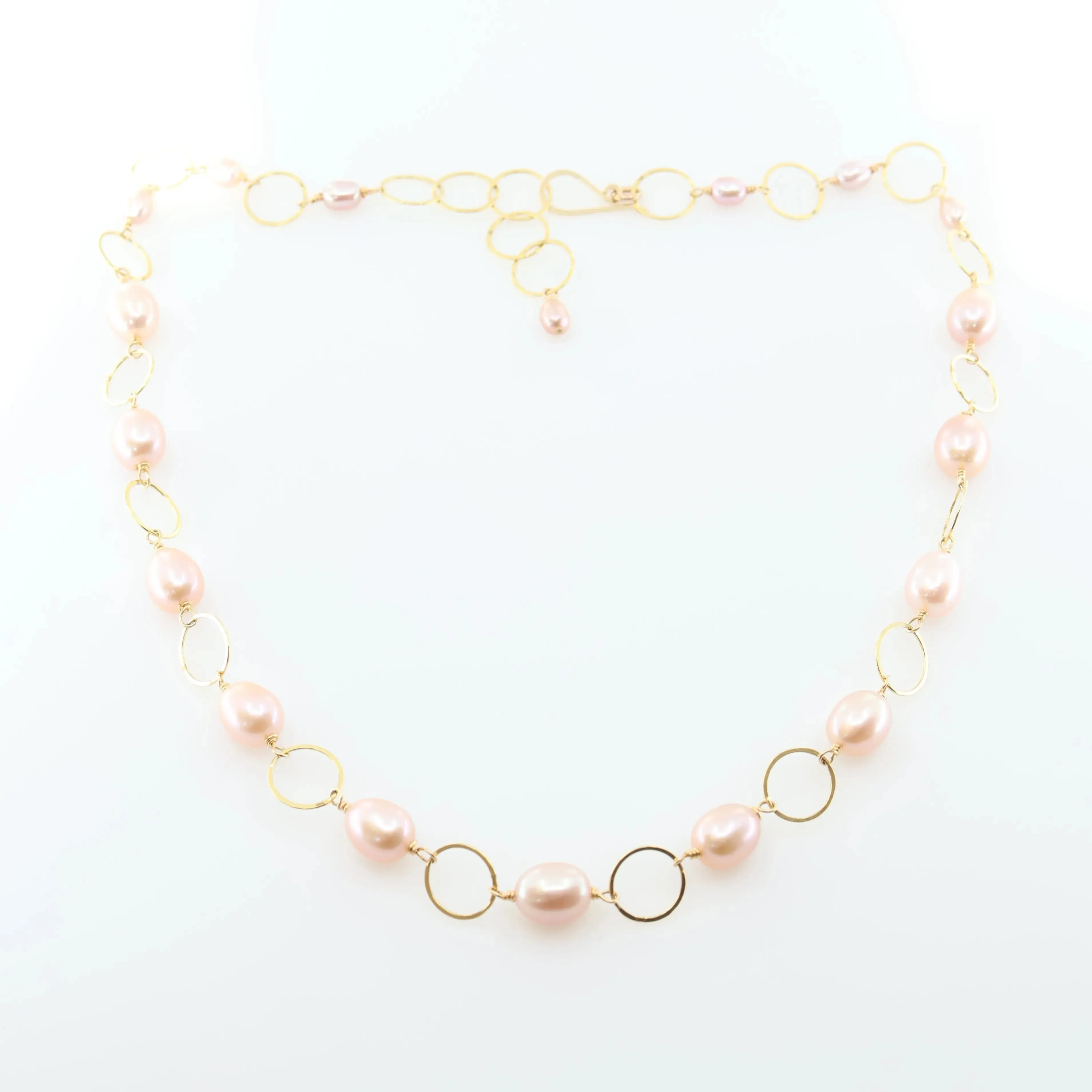 Large Pink Rice Pearl Necklace